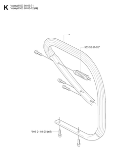 Handle 2 Diagram and Parts List for 385 20064000001-Current Husqvarna Chainsaw