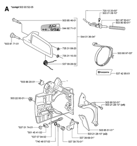 Chain Brake And Clutch Cover Diagram and Parts List for 338XPT 20063600001-Current Husqvarna Chainsaw