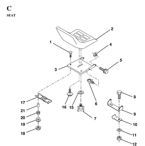 Seat Diagram and Parts List for LT130 (HE1336D)(1997-03) Husqvarna Lawn Tractor