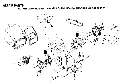 Repair Parts Diagram and Parts List for 56SF (H56SFG, 954072501)(1995-03) Husqvarna Lawn Mower