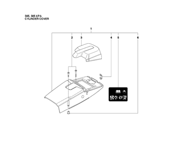 Cylinder Cover Diagram and Parts List for 395XP/ (XPG - 395 XP EPA)(20163900001-20193499999) Husqvarna Chainsaw