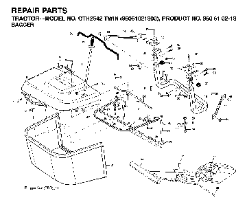 Bagger Diagram and Parts List for CTH2542TWIN (96061021800, 960610218)(2007-04) Husqvarna Lawn Tractor