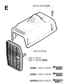 Cylinder Cover 2 Diagram and Parts List for 245R 20023100001-Current Husqvarna Brush Cutter