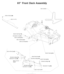 61 Inch/155cm Cutting Deck 3 Diagram and Parts List for LZ25 968999310 Husqvarna Lawn Mower