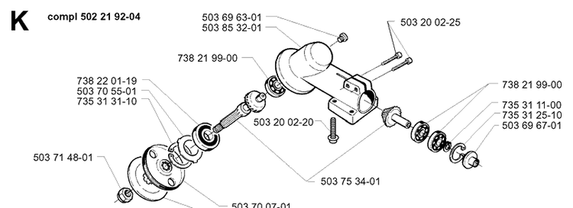 Steering Column Diagram and Parts List for 227RD 19993600001-20004000000 Husqvarna Brush Cutter