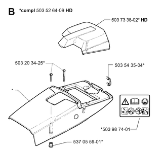 Cover Diagram and Parts List for 395XP/ (XPG)(20010100001-20034000000) Husqvarna Chainsaw