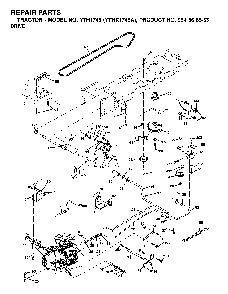 Drive Diagram and Parts List for YTH1746A (954568533)(2002-01) Husqvarna Lawn Tractor