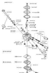 Carburetor (Zama C1q-El24) Diagram and Parts List for 123L 2004-01 Husqvarna Trimmer