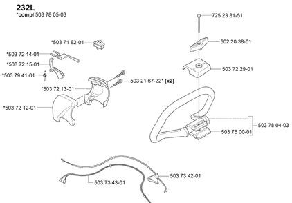 Throttle / Handle / 232 L Diagram and Parts List for 232L 2007-01 Husqvarna Trimmer