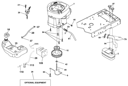 Engine Diagram and Parts List for YTH2042 (96043010602)(2010-03) Husqvarna Lawn Mower
