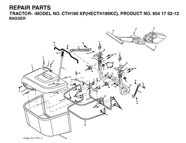 Bagger Diagram and Parts List for CTH180XP (HECTH180KC)(2004-01) Husqvarna Lawn Tractor