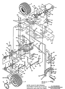 Rear End/Rear Steering Diagram and Parts List for 4125G 1991-01 Husqvarna Lawn Mower
