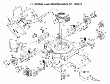 Page A Diagram and Parts List for 3H302B 1999 And Before Husqvarna Lawn Mower
