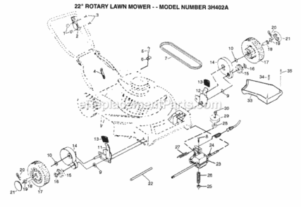 Page B Diagram and Parts List for 3H402A 1999 And Before Husqvarna Lawn Mower