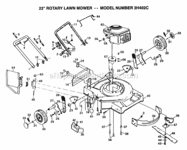 Page A Diagram and Parts List for 3H402C 1999 And Before Husqvarna Lawn Mower