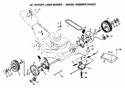 Page B Diagram and Parts List for 3H402C 1999 And Before Husqvarna Lawn Mower