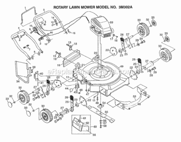 Page A Diagram and Parts List for 3M302A 1996 Husqvarna Lawn Mower