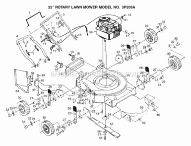 Page A Diagram and Parts List for 3P209A 1999 And Before Husqvarna Lawn Mower