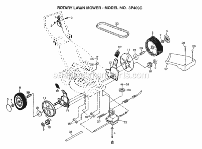 Page C Diagram and Parts List for 3P409C 1997 Husqvarna Lawn Mower
