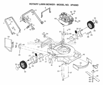 Page B Diagram and Parts List for 3P409D 1998 Husqvarna Lawn Mower