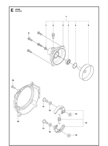 Clutch Diagram and Parts List for 253RB 20101000001-20182200000 Husqvarna Brush Cutter