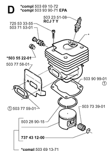 Cylinder Piston 2 Diagram and Parts List for 365 19991400001-19994699999 Husqvarna Chainsaw