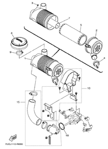 Intake 2 Diagram and Parts List for MX800VJ 2018-09 Husqvarna Engine