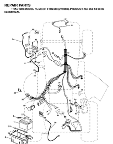 Electrical Diagram and Parts List for YTH2448-279080 2004-12 Husqvarna Lawn Tractor