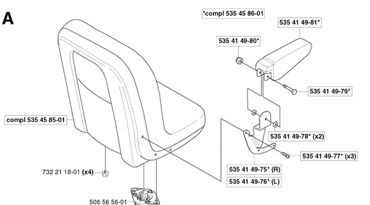 Seat Diagram and Parts List for PR18 2003-02 Husqvarna Lawn Mower