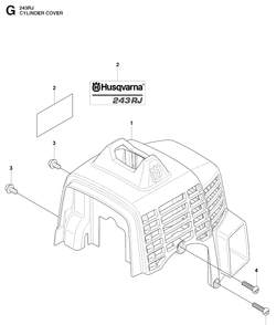 Cylinder Cover 2 Diagram and Parts List for 243RJ 20090900001-20113200000 Husqvarna Brush Cutter