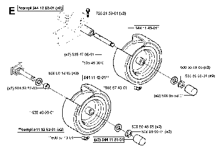 Wheels And Tires Diagram and Parts List for RIDER13RSPECIAL (953533901)(2006-01) Husqvarna Lawn Tractor