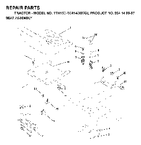 Seat Diagram and Parts List for YTH150 (954140007G, 954140007)(1998-09) Husqvarna Lawn Tractor