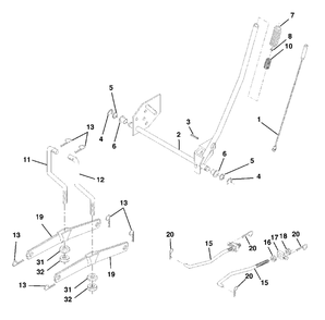 Mower Lift Diagram and Parts List for LT120 (954140047-A)(1998-01) Husqvarna Lawn Tractor