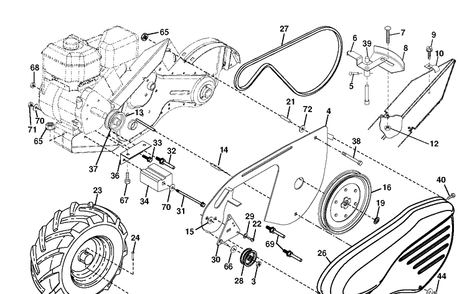 Mainframe, Left Side Diagram and Parts List for DRT900E (96093002302)(2013-04) Husqvarna Cultivator