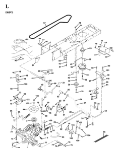 Drive Diagram and Parts List for YTH160 (HEYTH160C)(1997-02) Husqvarna Lawn Tractor