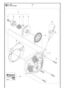 Starter 2 Diagram and Parts List for 236 20144000001-Current Husqvarna Chainsaw