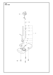 Fuel Tank Diagram and Parts List for 122R  Husqvarna Brush Cutter
