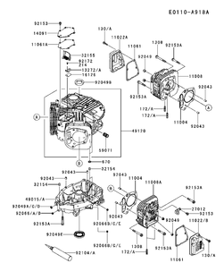 Cylinder And Crankcase Diagram and Parts List for FS481V-BS55 2017-09 Husqvarna Engine