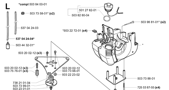 Crankcase Diagram and Parts List for 240RBD 20004000001-Current Husqvarna Brush Cutter