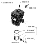 Page J Diagram and Parts List for 40 1985-05 Husqvarna Chainsaw