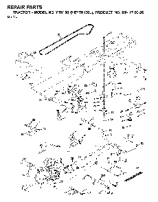 Drive Diagram and Parts List for YTH130 (HEYTH130L, 954170026)(2001-09) Husqvarna Lawn Tractor