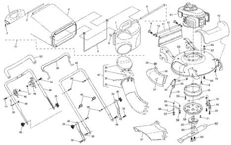 General Assembly Diagram and Parts List for 55B21HV (954223227-B)(2003-12) Husqvarna Lawn Mower