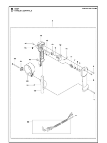 Handle And Controls 2 Diagram and Parts List for 356BT  Husqvarna Leaf Blower / Vacuum