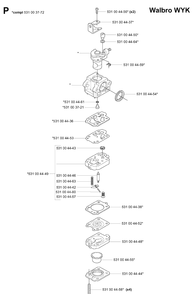 Carburetor Details Diagram and Parts List for 165BT 20041800001-Current Husqvarna Leaf Blower / Vacuum
