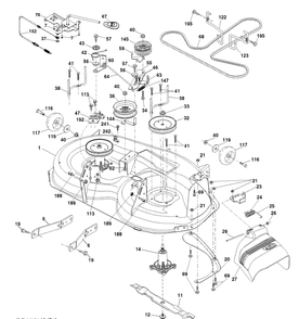 Mower Deck / Cutting Deck Diagram and Parts List for YTH1842-223810 2017-12 Husqvarna Lawn Tractor