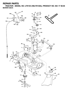 Mower Deck / Cutting Deck Diagram and Parts List for LTH130 (954170036-A)(2001-01) Husqvarna Lawn Tractor