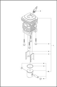 Cylinder Piston Diagram and Parts List for 1202020  Husqvarna Chainsaw