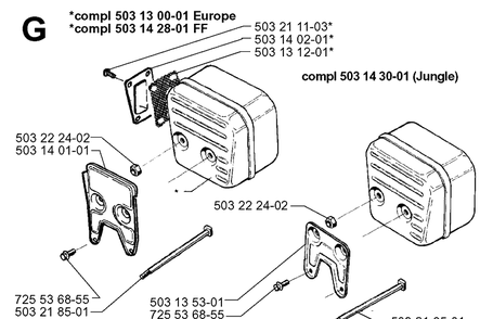 Muffler Diagram and Parts List for 3120 19960100001-19980900000 Husqvarna Chainsaw