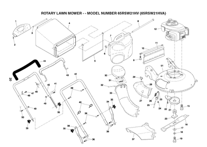 Product Complete 2 Diagram and Parts List for 65RSW21HVA 2004-03 Husqvarna Lawn Mower