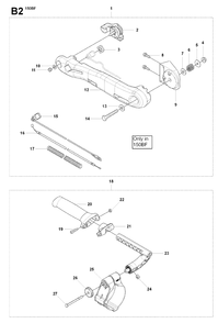 Handle And Controls Diagram and Parts List for 150BF 20084000001-Current Husqvarna Leaf Blower / Vacuum